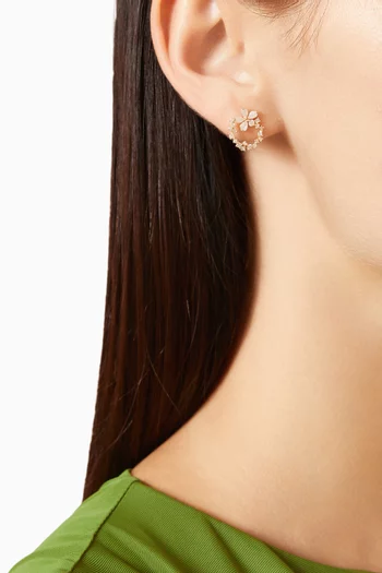 أقراط بتصميم إكليل مرصعة بكريستال فضة إسترلينية مطلية ذهب