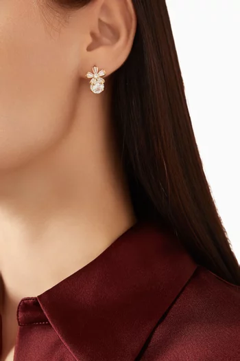 Flower Baguette Crystal Earrings in Gold