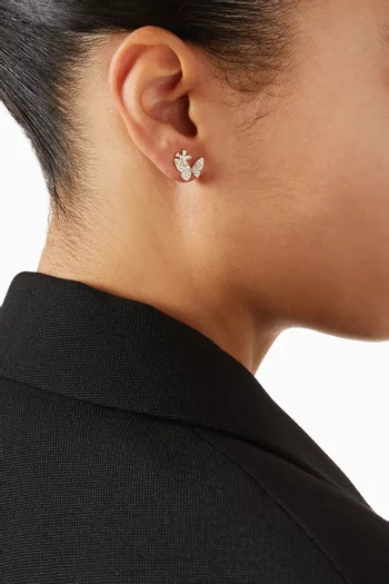 أقراط بتصميم فراشة وزهرة مرصعة بأحجار مستطيلة نحاس مطلي بلون ذهبي