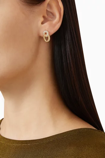 Rope Link Stud Earrings in Gold-plated Brass