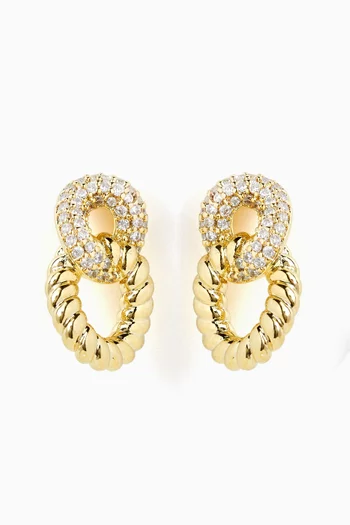 Rope Link Stud Earrings in Gold-plated Brass