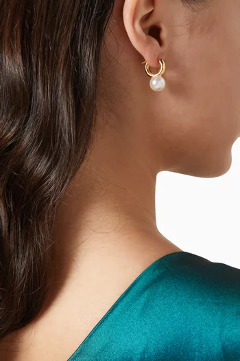 Pearl Charm Huggies in Gold Vermeil