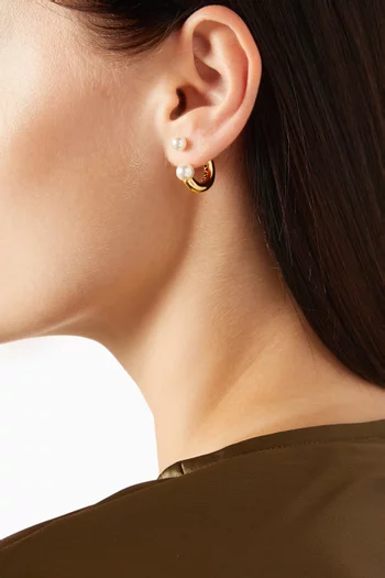 Pearl Reverse Huggies in Gold Vermeil