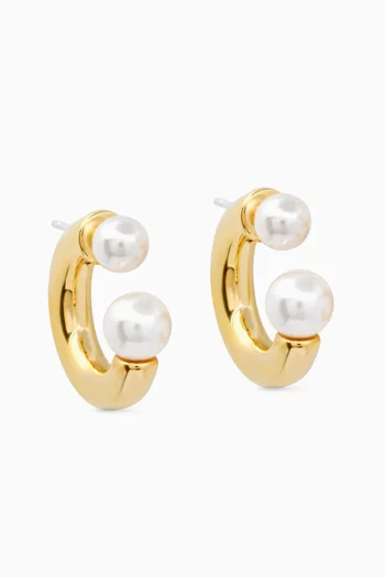 Pearl Reverse Huggies in Gold Vermeil