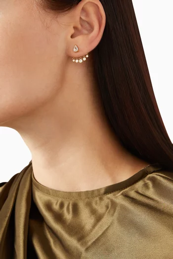 أقراط جاكيت مزينة بكريستال بتصميم قطرة فضة إسترلينية مطلية ذهب