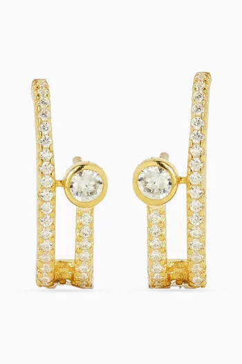 Pavé Abstract Stud Earrings in Gold Vermeil