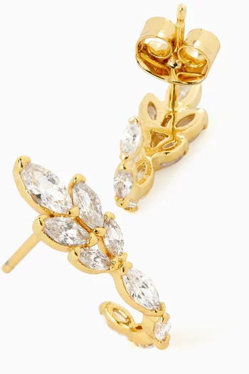 أقراط آرت ديكو بتصميم أوراق شجر فضة إسترلينية مطلية ذهب