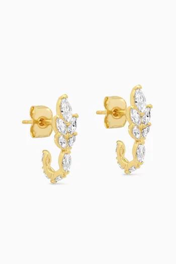 أقراط آرت ديكو بتصميم أوراق شجر فضة إسترلينية مطلية ذهب