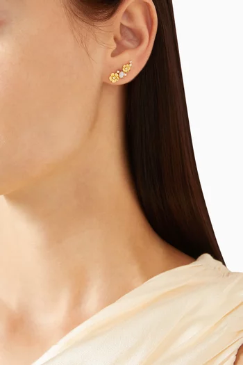 Flower Crystal & Opal Climbers in Gold Vermeil