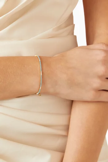 سوار تنس بأحجار فيروز فضة إسترلينية مطلية ذهب