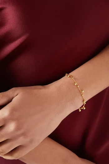 سوار بسلسلة مزينة بحلي كروية فضة إسترلينية مطلية ذهب