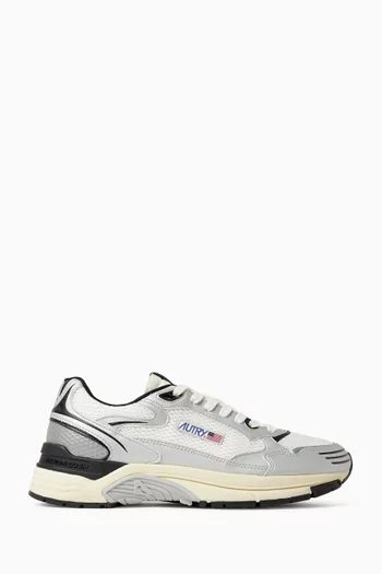Hyperway Low Sneakers in Metallic Leather & Mesh