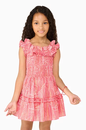 فستان قصير أمبر قطن لامع