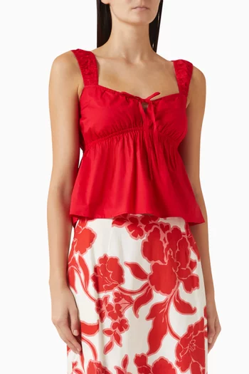 Margot Self-ties Top in Cotton-linen