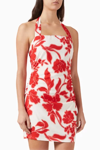 Rosela Floral-print Halter Mini Dress