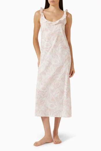 قميص نوم سهل الارتداء بكشكش قطن