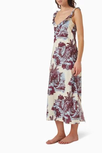 قميص نوم سهل الارتداء بكشكش قطن