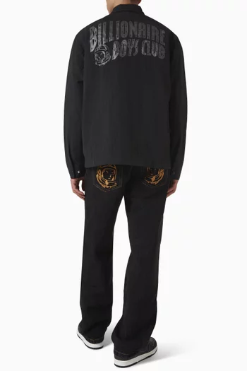 قميص بنمط جاكيت وشعار الماركة المقوس نايلون