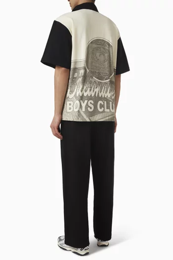 تي شيرت راجبي مزين باستاد قطن