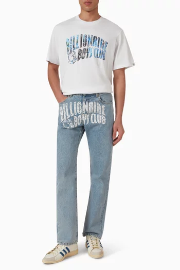 تي شيرت بشعار الماركة المقوس بتصميم ماء قطن