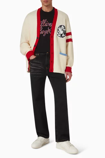 تي شيرت فضفاض بشعار الماركة قطن