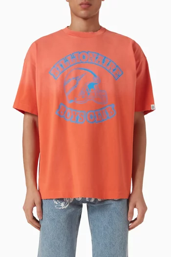 تي شيرت فينتج بطبعة رياضية قطن