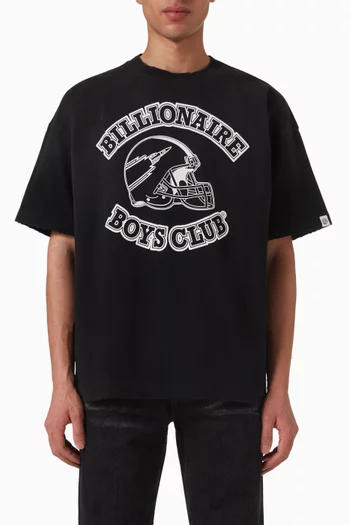 تي شيرت فينتج بطبعة رياضية قطن