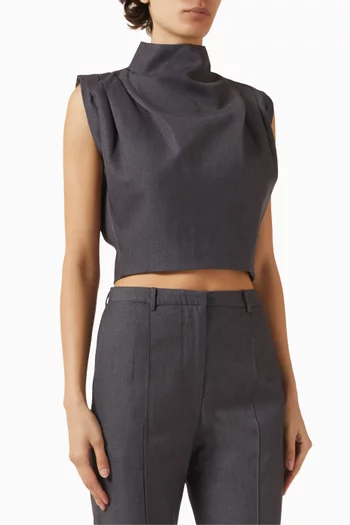 Slouched Crop Top in Twill