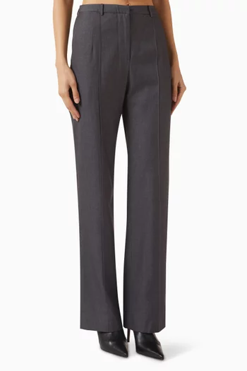 Pleated Straight-leg Pants in Twill