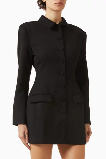 فستان قصير بياقة صوف