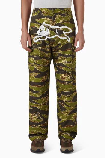 Spray Running Dog Tiger Stripe Cargo Pants
