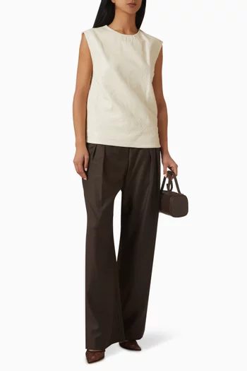 Fiza Ostrich-effect Top in Leather