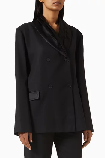 جاكيت جيها بياقة بتصميم شال مزيج صوف وستان