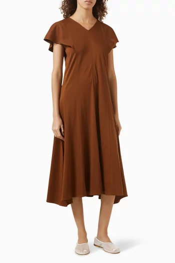 Petal-sleeve Dress in Cotton