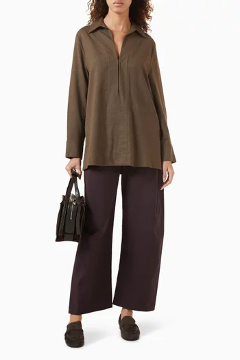 Open-collar Shirt in Wool-blend