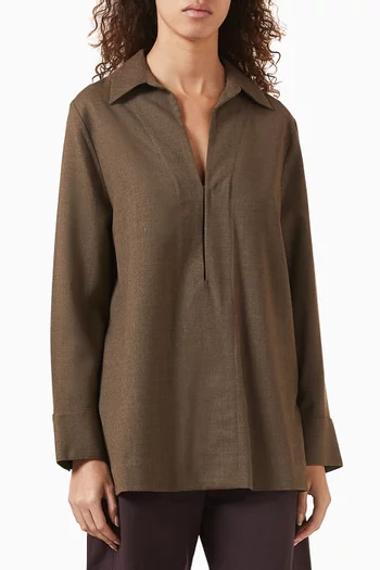 Open-collar Shirt in Wool-blend