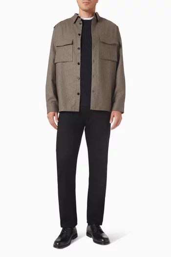 قميص بأزرار مزيج صوف