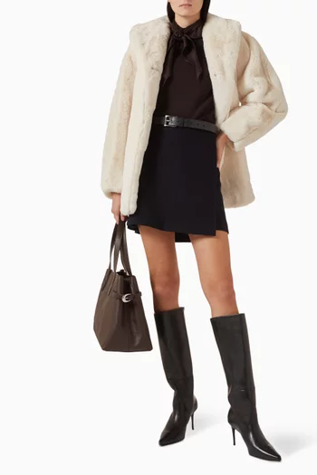 تي شيرت صوف مارينو بفتحة رقبة بوشاح