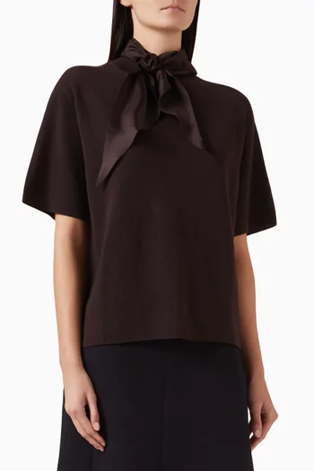 تي شيرت صوف مارينو بفتحة رقبة بوشاح