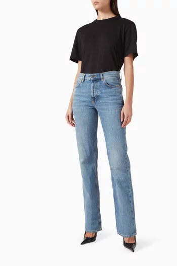 تي شيرت بقصة فضفاضة ومطرز على شكل هلال قطن