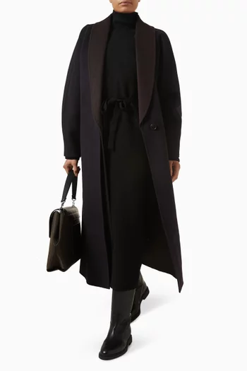 Shawl-collar Coat in Double-faced Wool