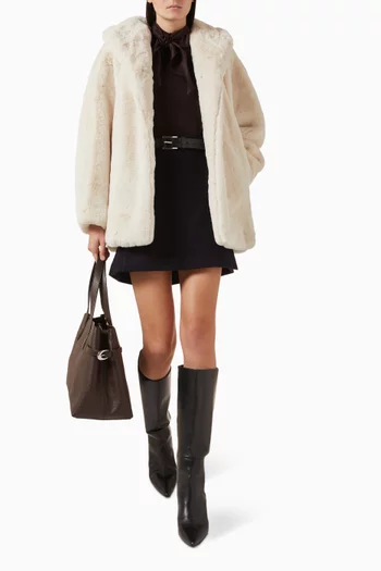 Shawl-collar Jacket in Faux-fur