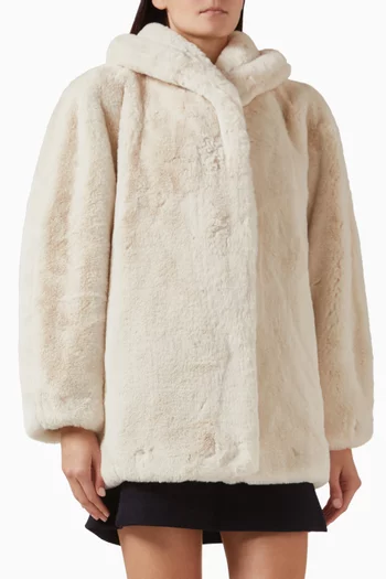Shawl-collar Jacket in Faux-fur