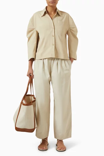 قميص قطن بيما بأكمام مقوسة