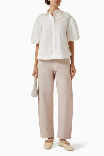 Puff-sleeve Shirt in Pima Cotton