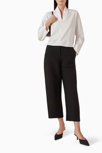 بلوزة قطن بياقة بدرابيه