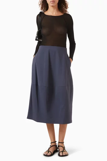 Rounded Midi Skirt in Cotton