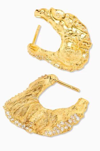 Medium Petal Pavé Earrings in Gold-plated Metal