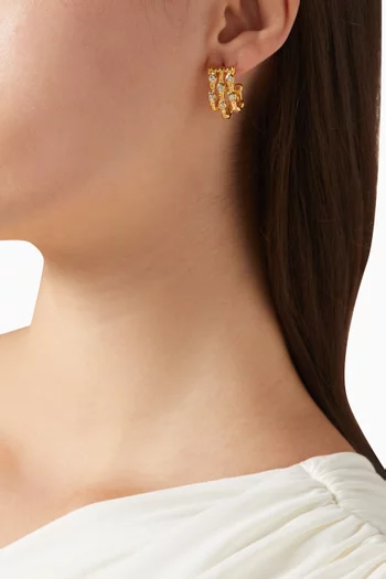 أقراط دائرية مقوسة ويف ميني معدن مطلي بلون ذهبي