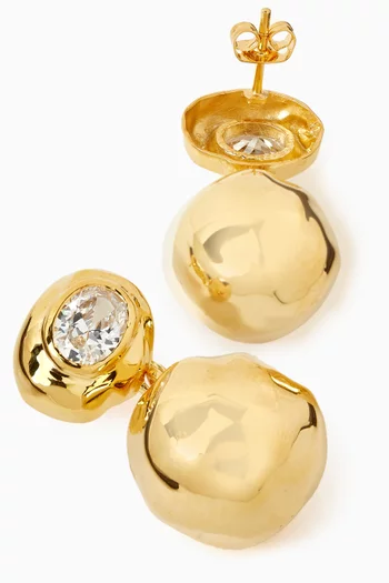 Oval Stud Drop Earrings in Gold-plated Metal